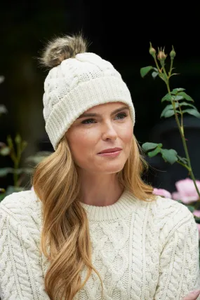Aran Pom Pom Cable Hat