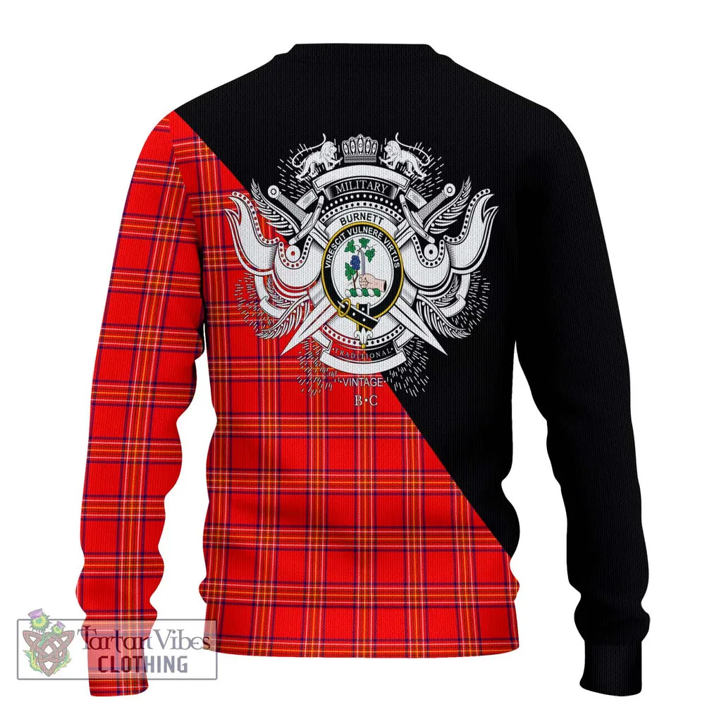 Burnett Modern Tartan Ugly Sweater with Family Crest and Military Logo Style