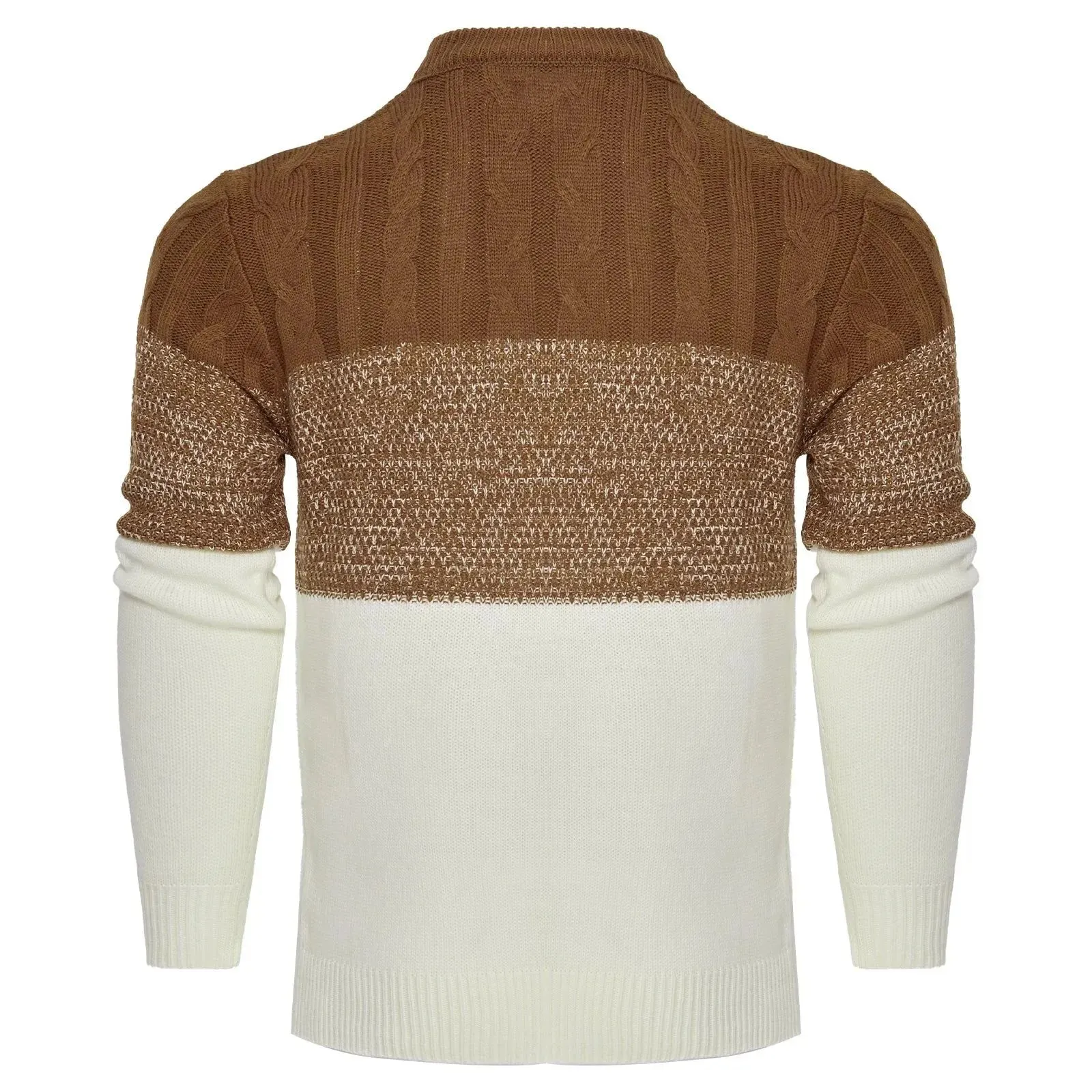 Chic Color Block Cable Knit Sweater