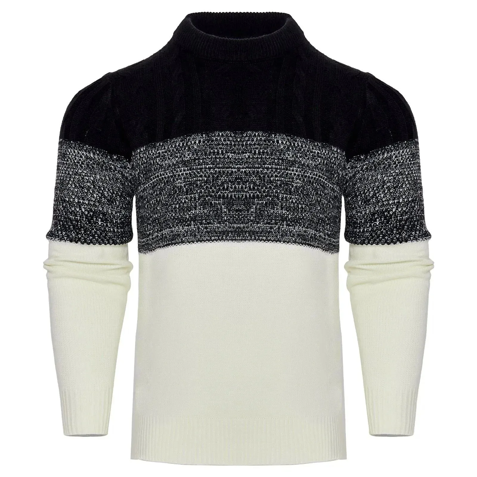Chic Color Block Cable Knit Sweater