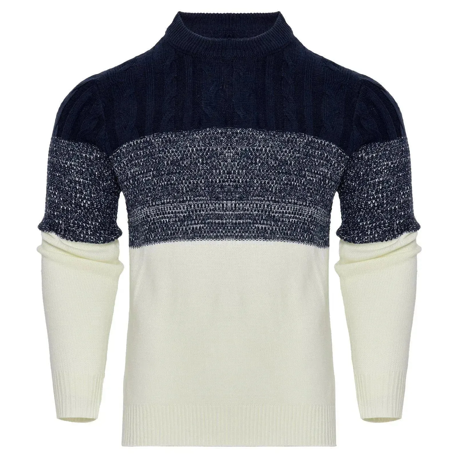 Chic Color Block Cable Knit Sweater