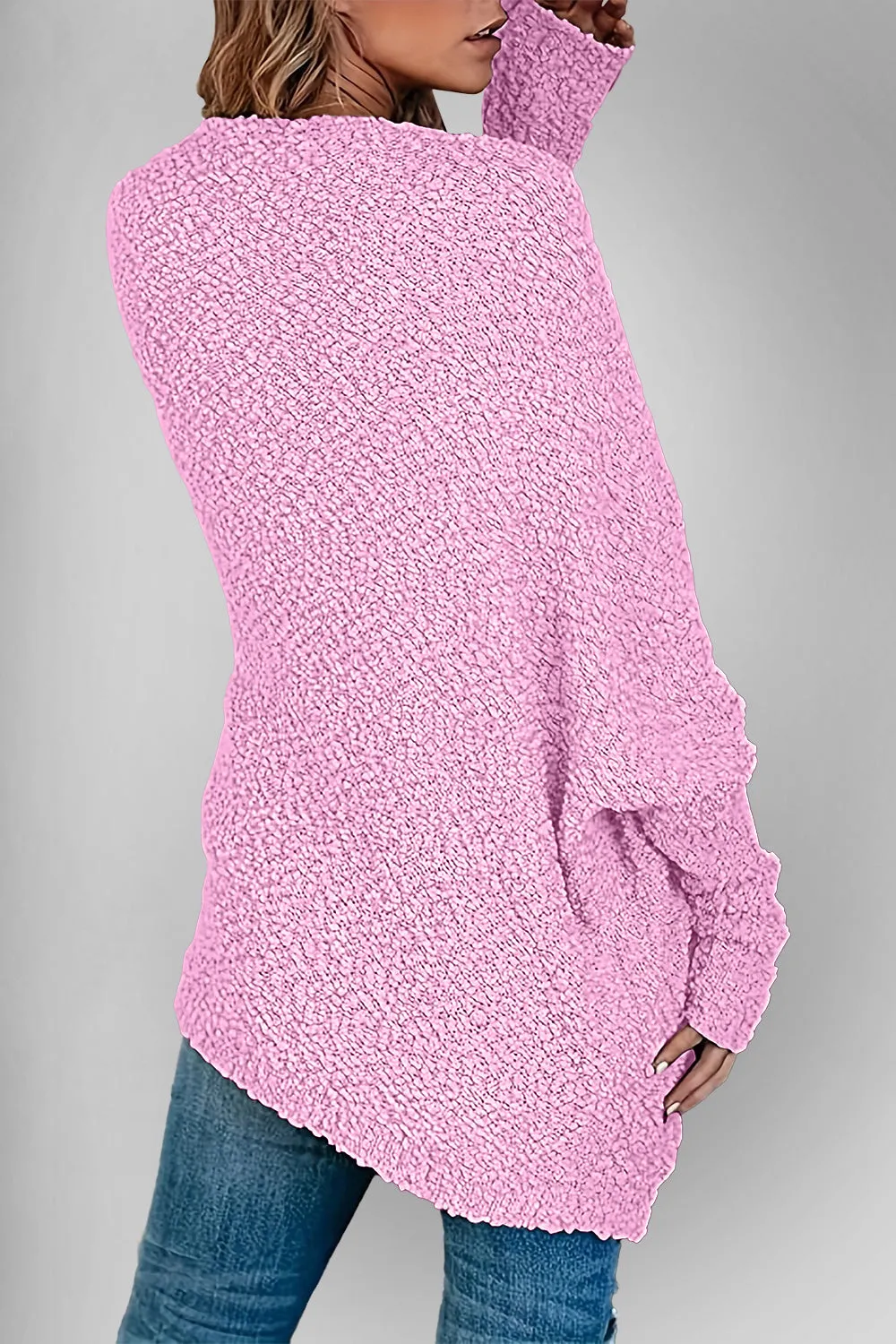 Double Take Pocketed Open Front Long Sleeve Cardigan Sweater