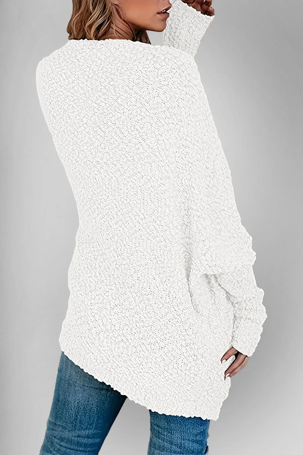 Double Take Pocketed Open Front Long Sleeve Cardigan Sweater