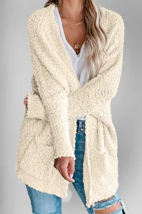 Double Take Pocketed Open Front Long Sleeve Cardigan Sweater