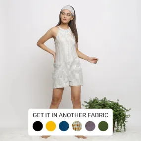 Ecru Cotton Muslin Halter Neck Short Romper