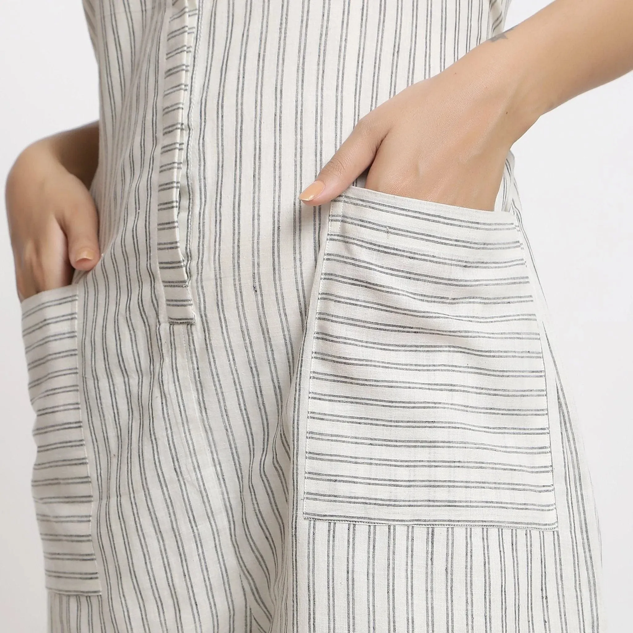 Ecru Cotton Muslin Halter Neck Short Romper