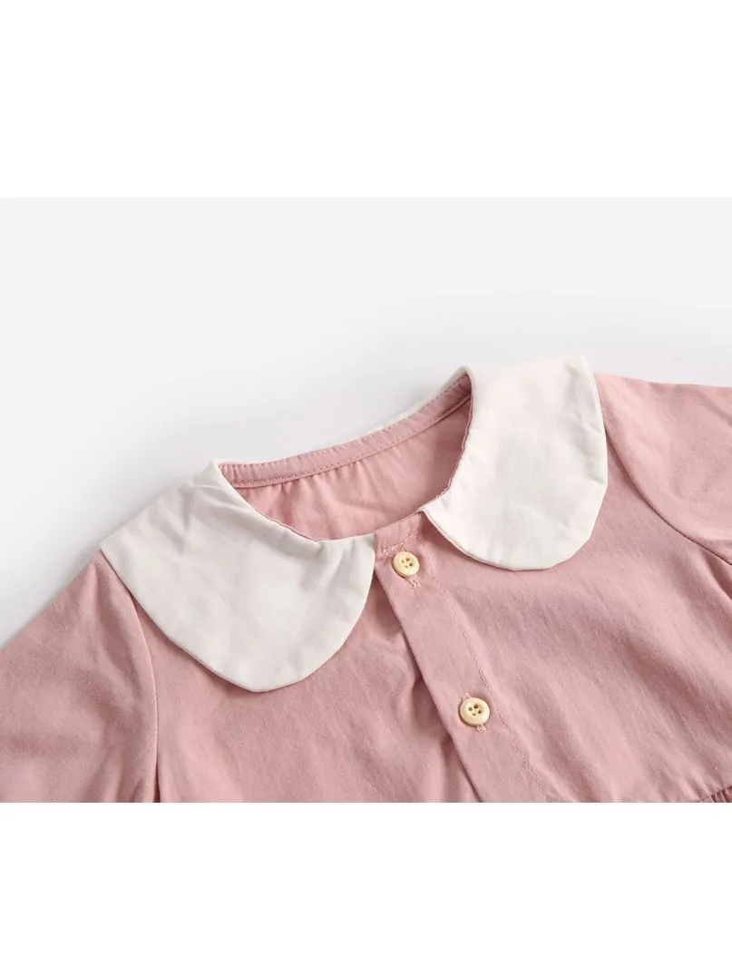 Fall Solid Color Onsie Cute Doll Collar Infant Baby Bodysuit