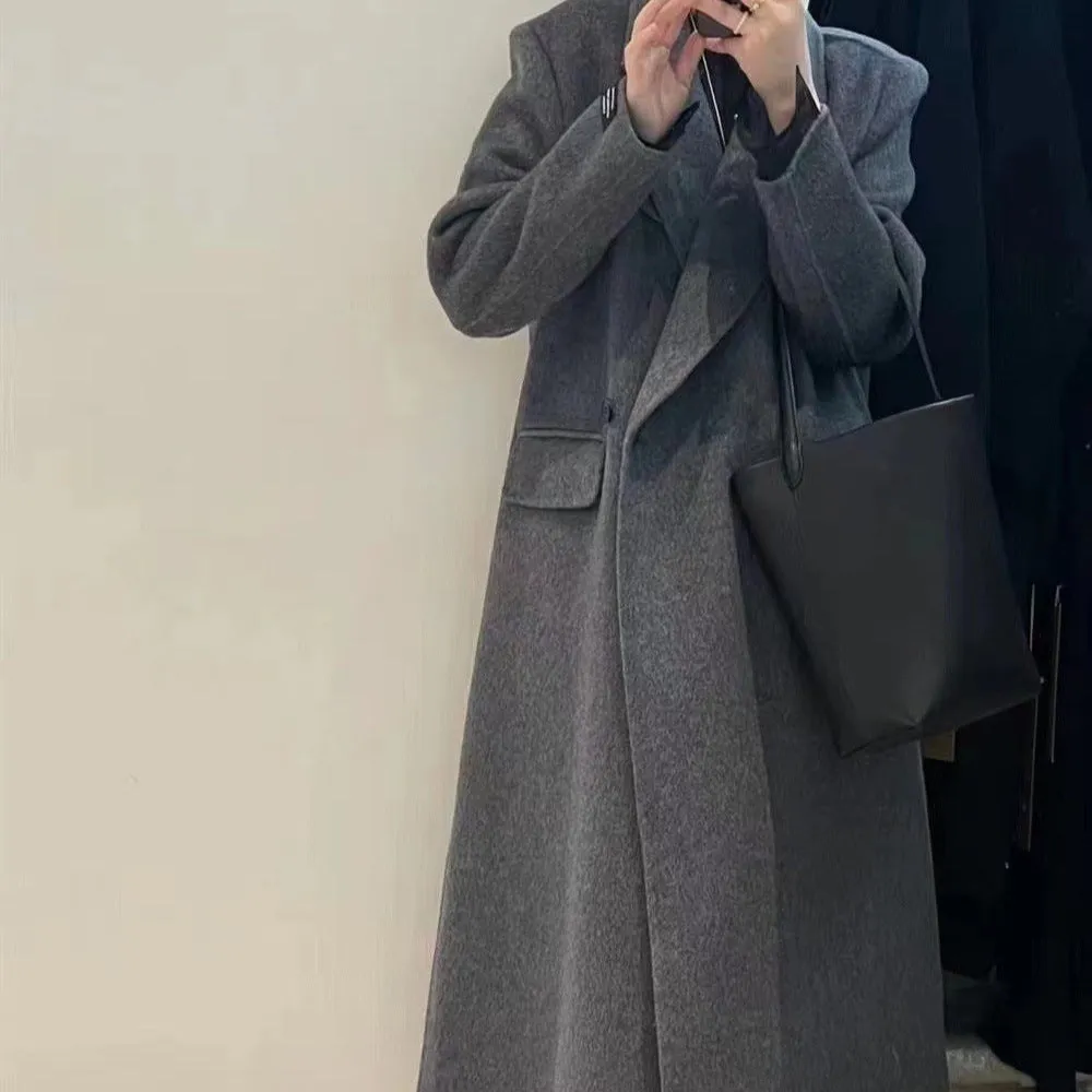 Fashionkova fall outfits 2024 Korean Style Suit Double-Sided Wool Coat Women's Long 2024 Autumn and Winter New Shoulder Casual Commuter Woolen Coat Women