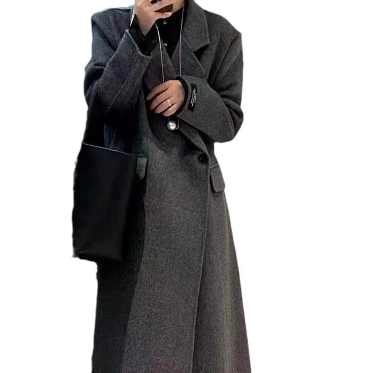 Fashionkova fall outfits 2024 Korean Style Suit Double-Sided Wool Coat Women's Long 2024 Autumn and Winter New Shoulder Casual Commuter Woolen Coat Women