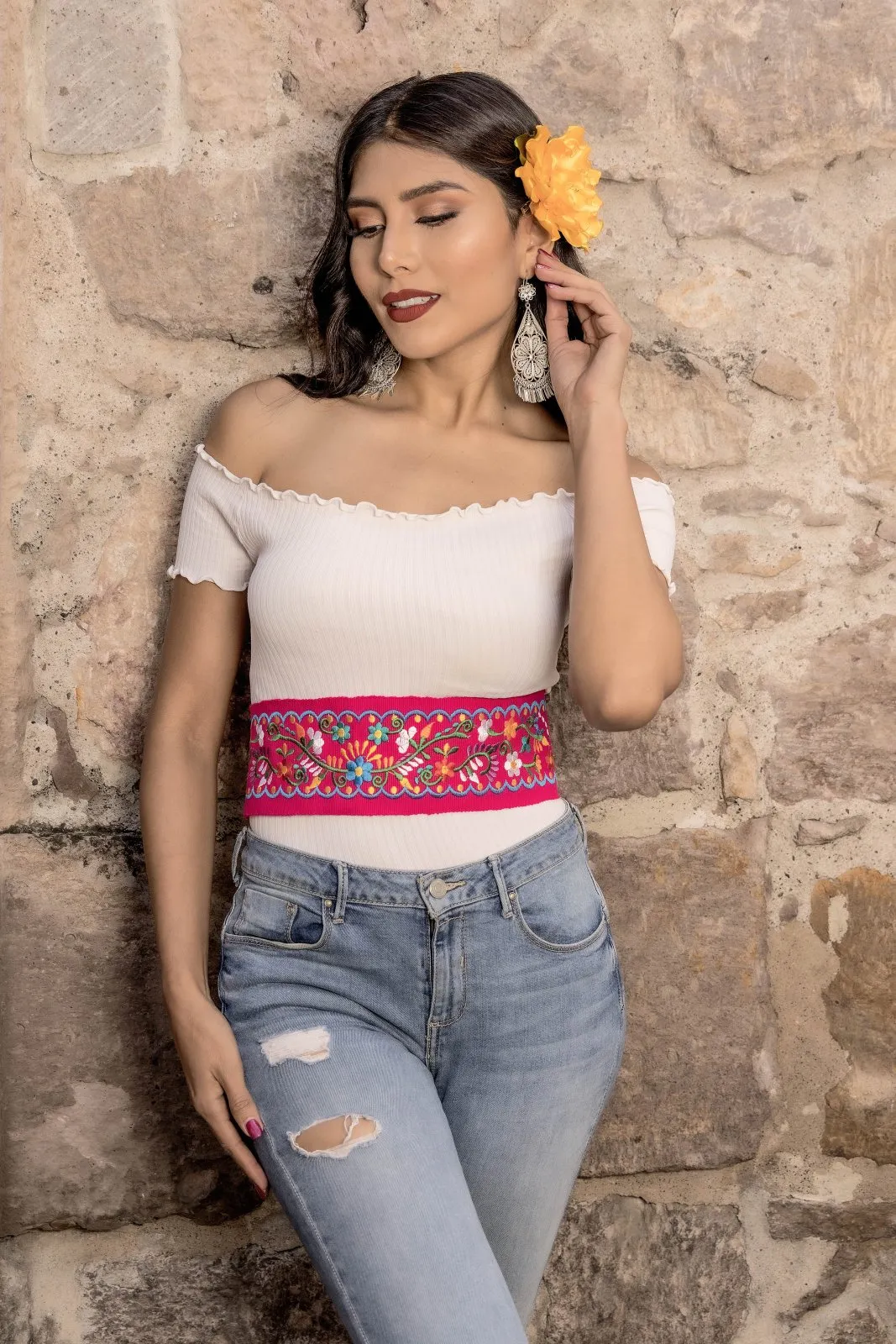 Floral Embroidered Belt
