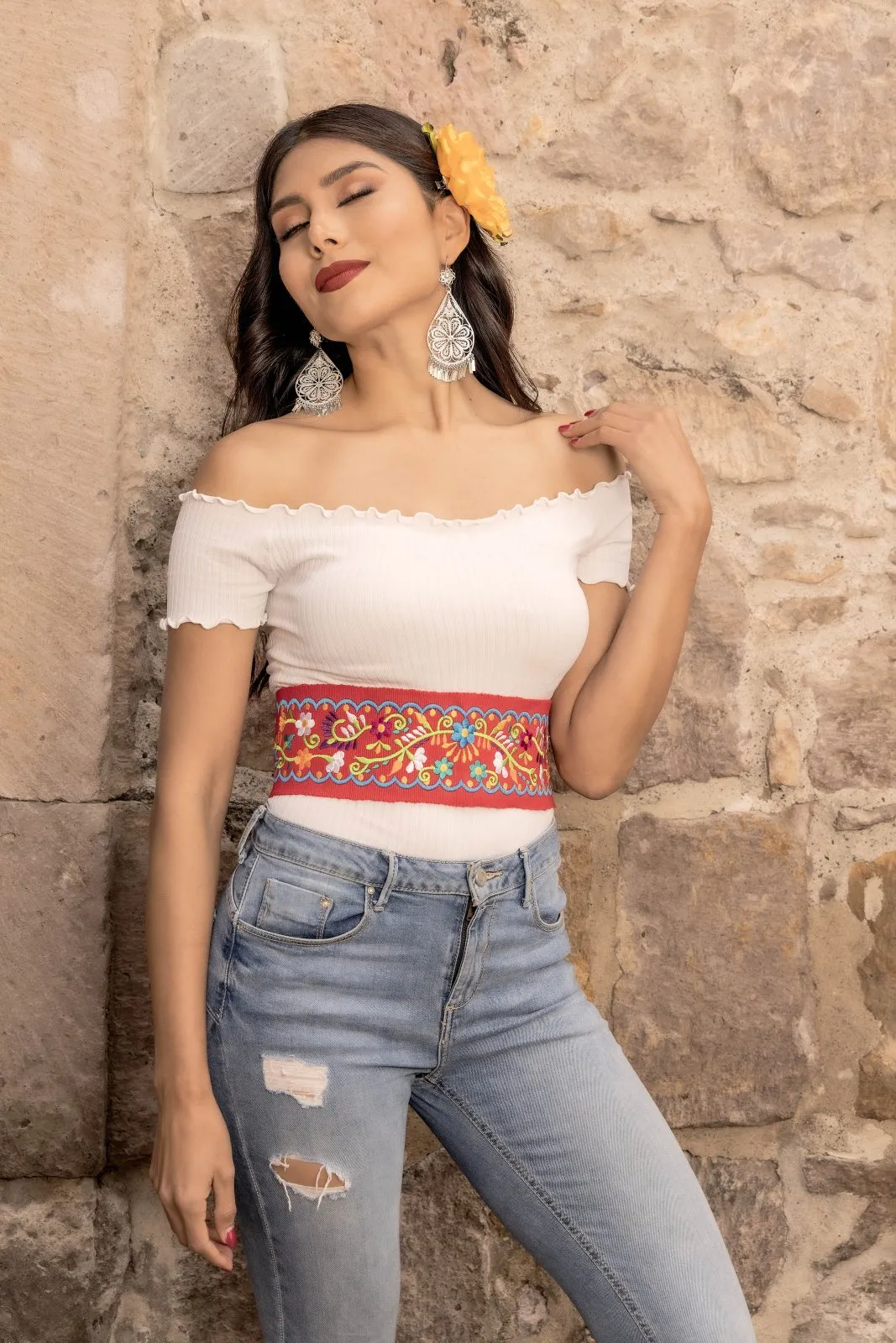 Floral Embroidered Belt