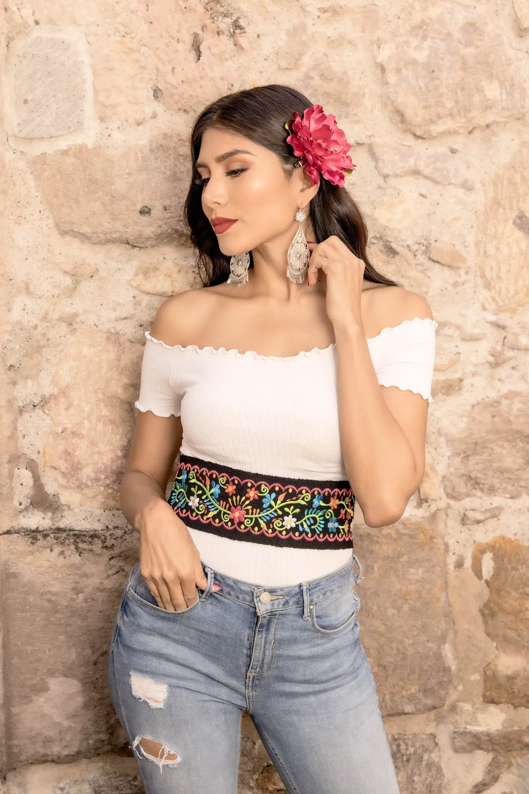 Floral Embroidered Belt