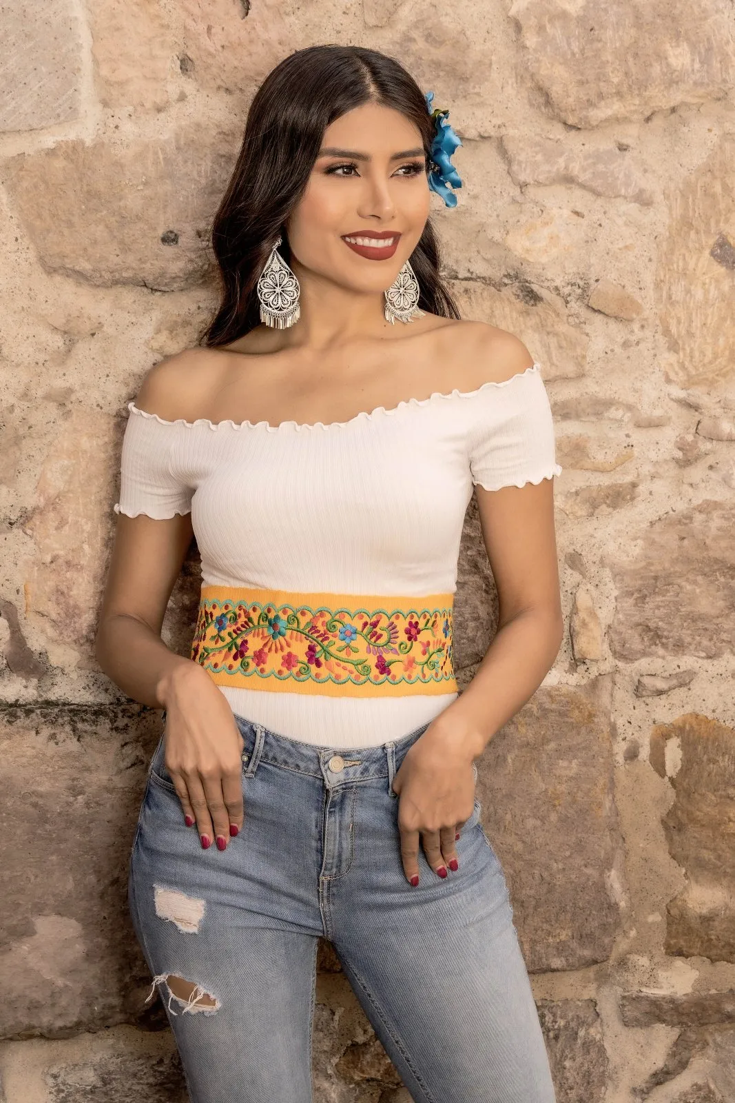 Floral Embroidered Belt
