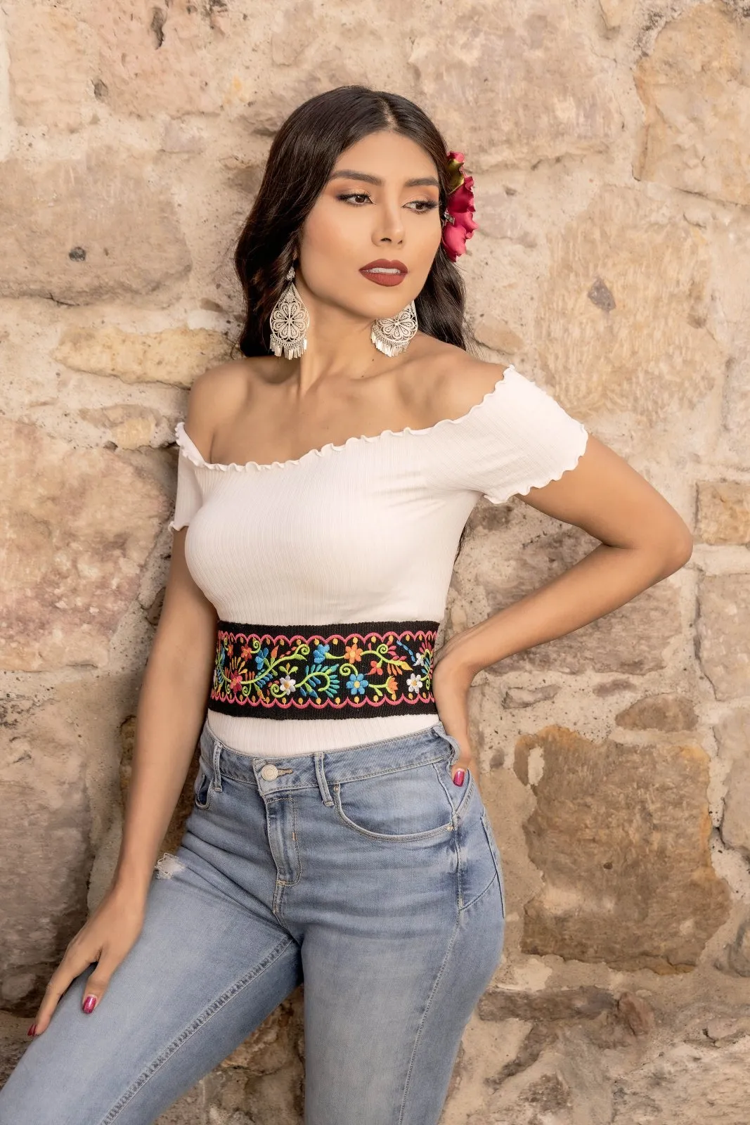 Floral Embroidered Belt