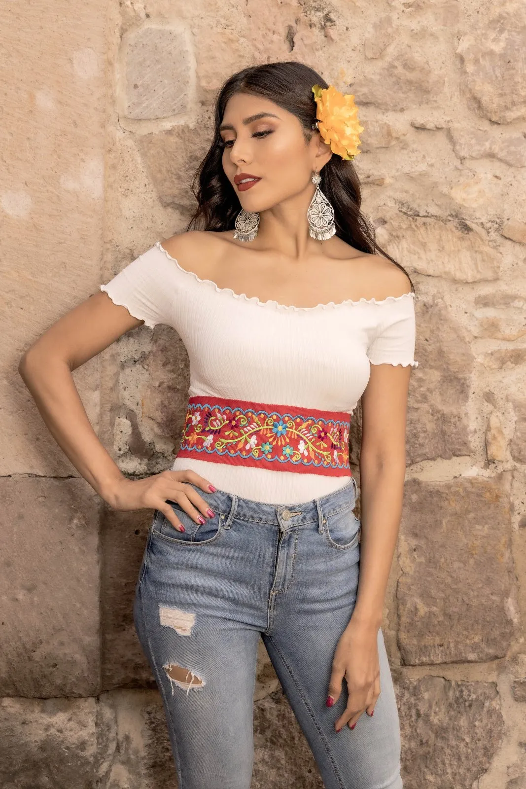 Floral Embroidered Belt