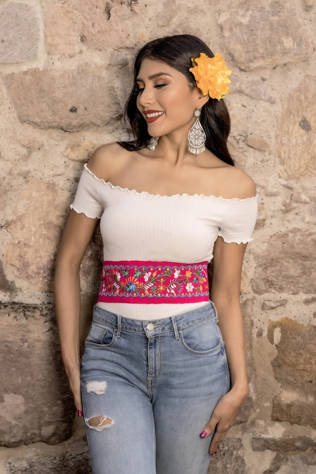 Floral Embroidered Belt