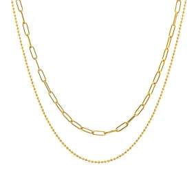 Golden Double-Layered Clavicle Necklace - Elegant Women's Accessory
