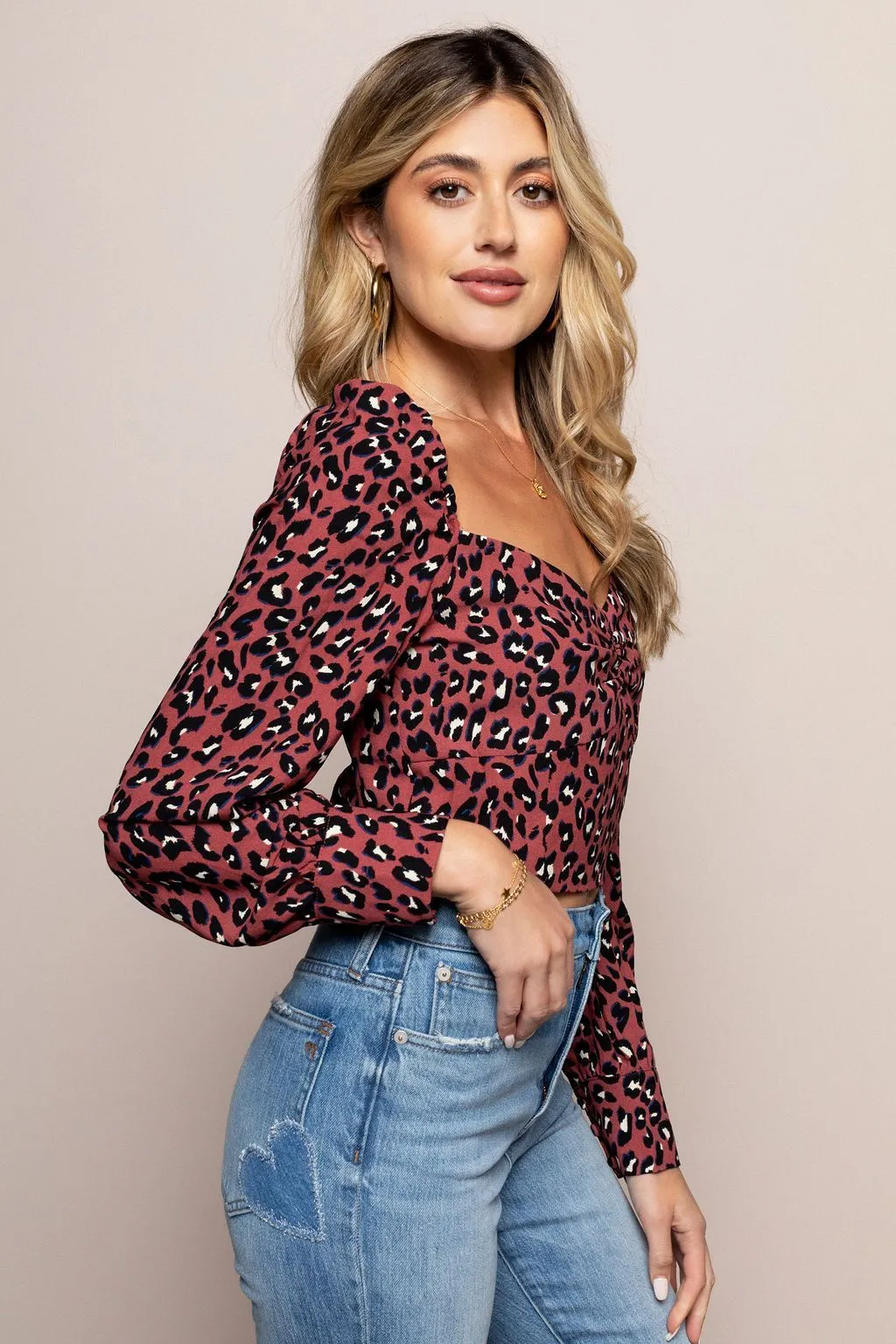 Jacqueline Leopard Crop top in Pink