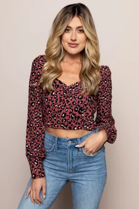 Jacqueline Leopard Crop top in Pink