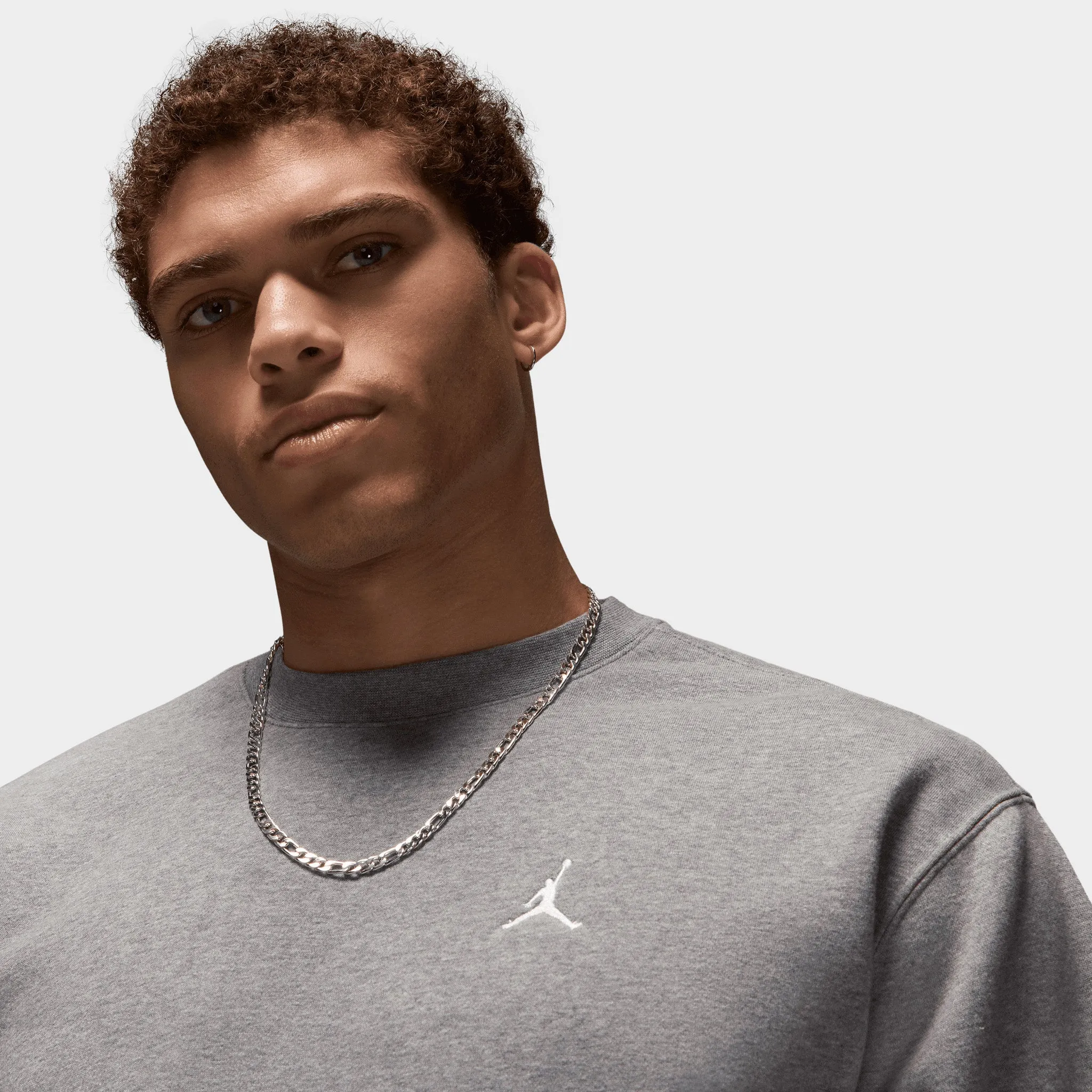 Jordan Brooklyn Fleece Crewneck Carbon Heather / White