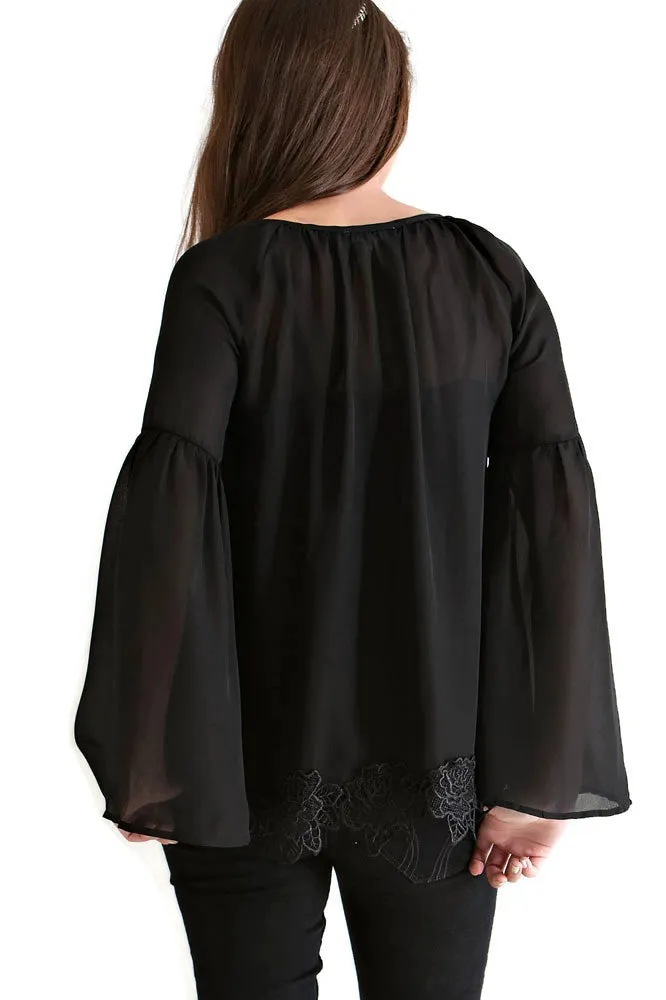 Lace, Bell & Tassel Tunic, Black
