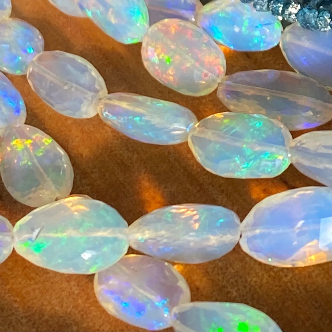 Lavender Welo Opal & Tanzanite Single Drop Earrings