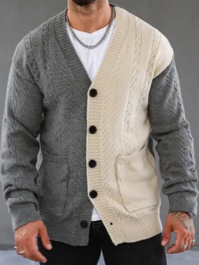 Men's Contrast Color Cardigan Sweater