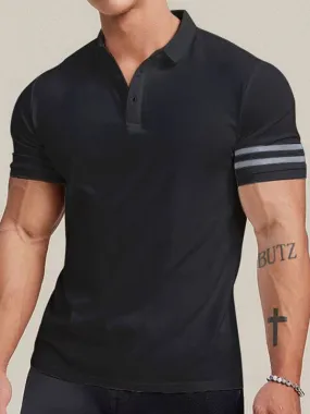 Men's Contrast Striped Polo Short Sleeve Tee