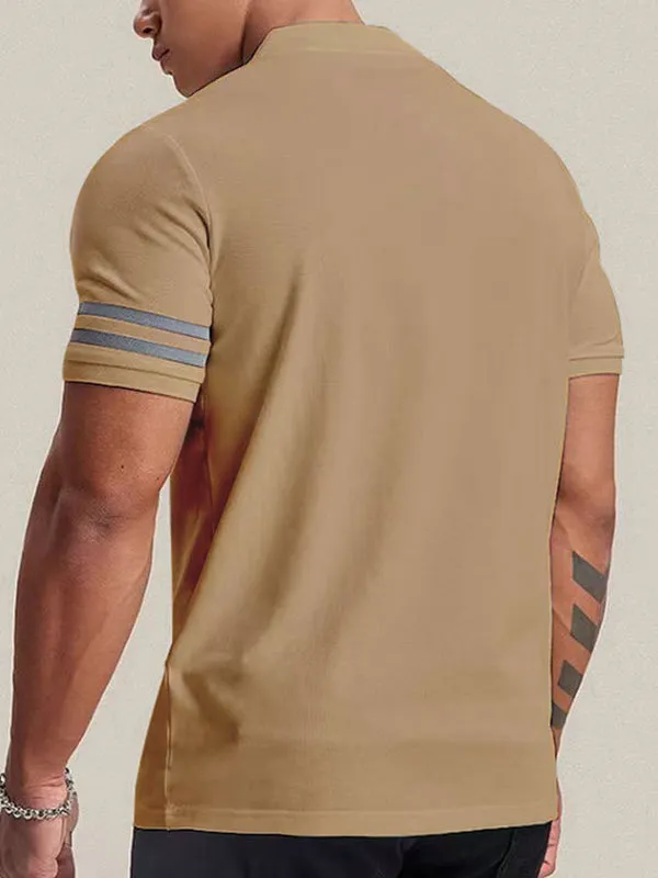 Men's Contrast Striped Polo Short Sleeve Tee