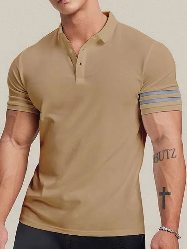 Men's Contrast Striped Polo Short Sleeve Tee