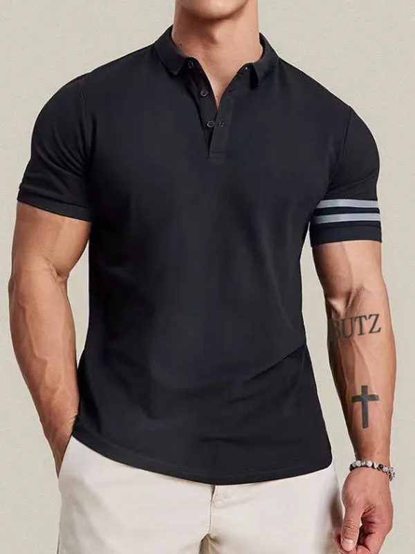 Men's Contrast Striped Polo Short Sleeve Tee