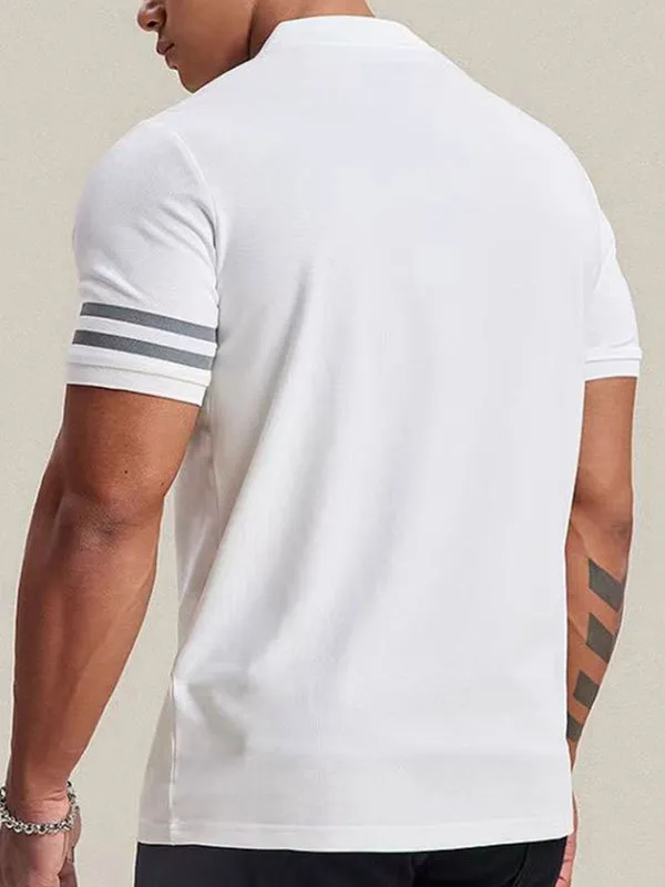 Men's Contrast Striped Polo Short Sleeve Tee