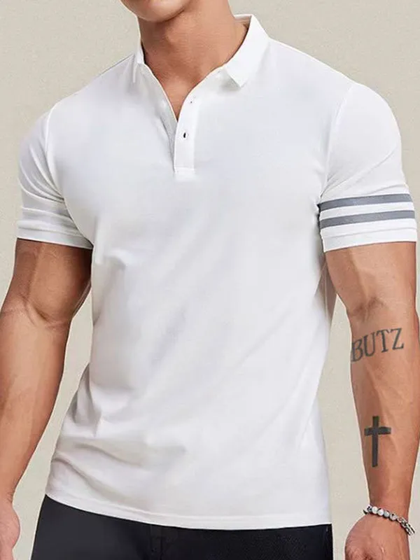 Men's Contrast Striped Polo Short Sleeve Tee