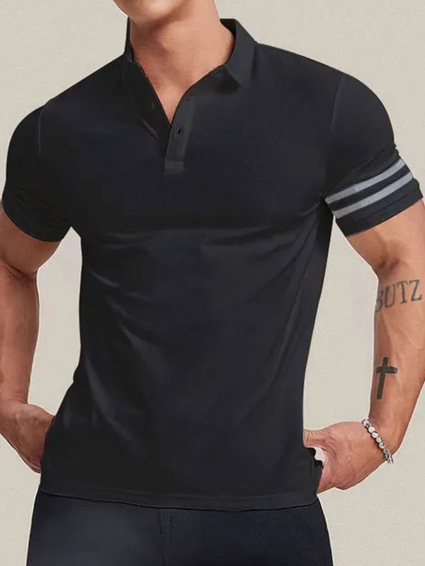 Men's Contrast Striped Polo Short Sleeve Tee