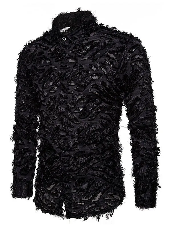 Men's Feather Textured Button Shirt