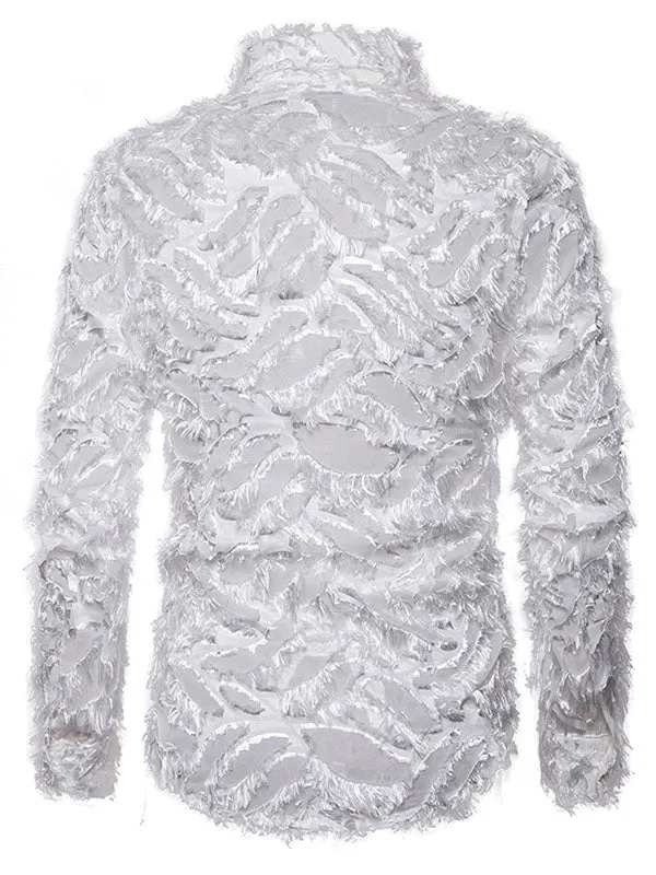 Men's Feather Textured Button Shirt