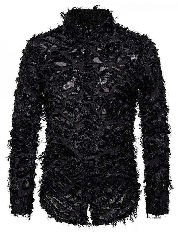 Men's Feather Textured Button Shirt