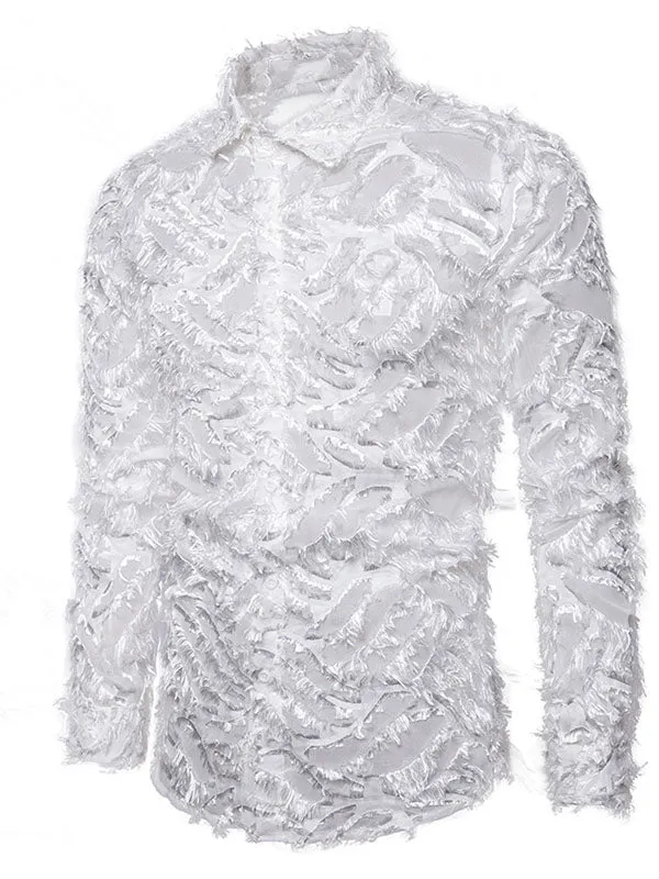 Men's Feather Textured Button Shirt