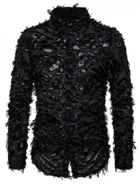 Men's Feather Textured Button Shirt