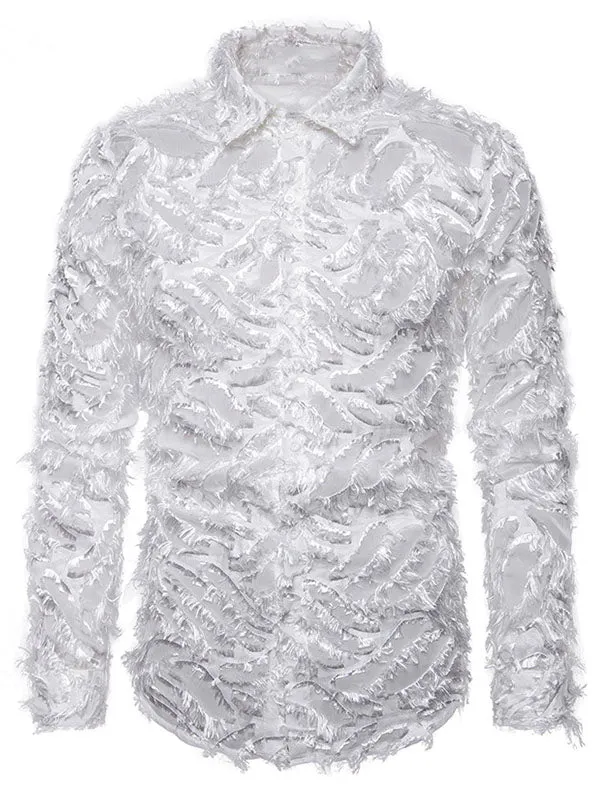 Men's Feather Textured Button Shirt