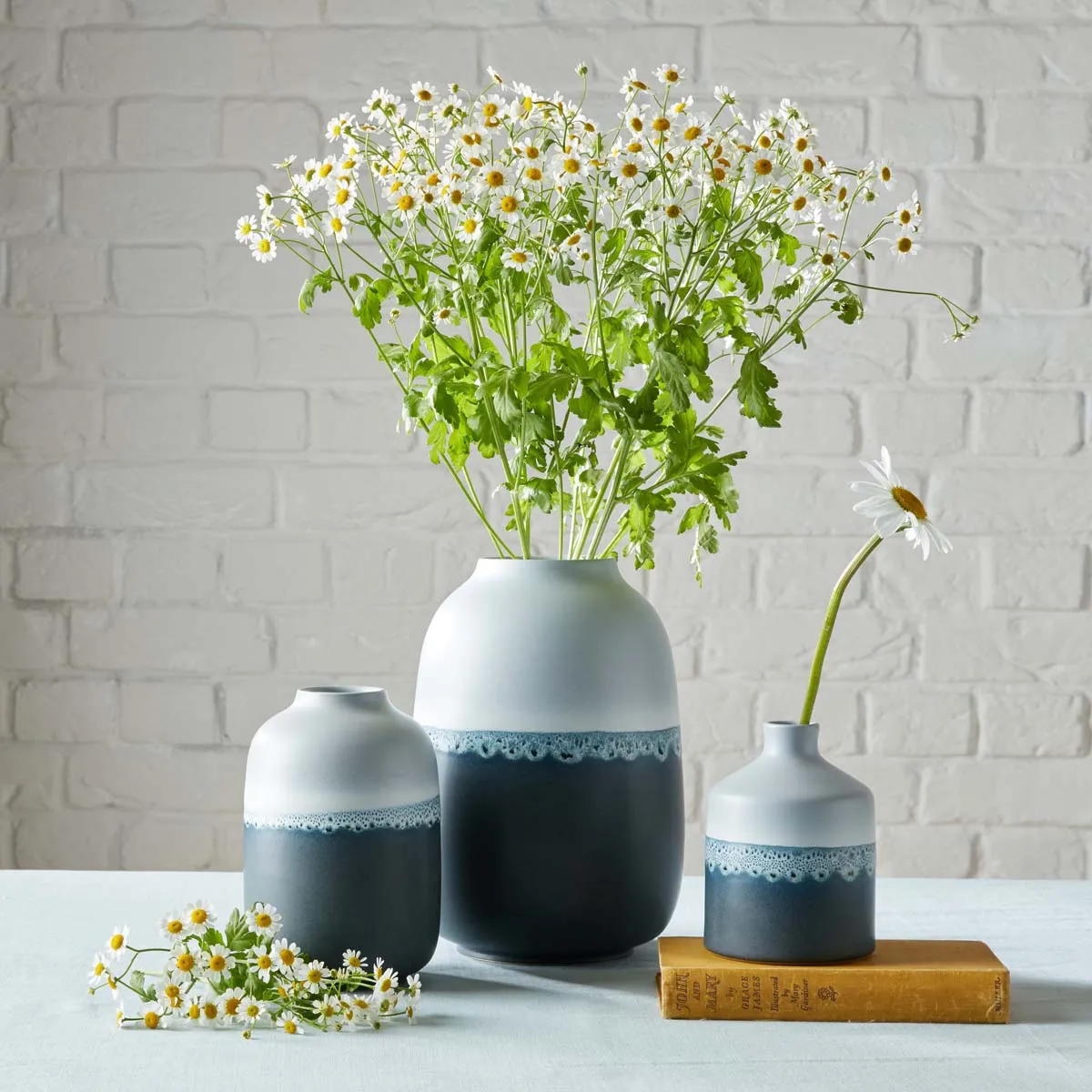 Mineral Blue Large Barrel Vase