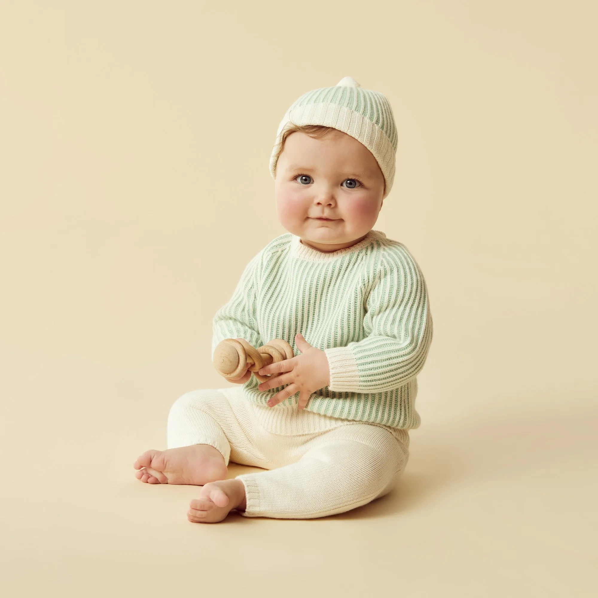 Mint Green Knitted Ribbed Hat