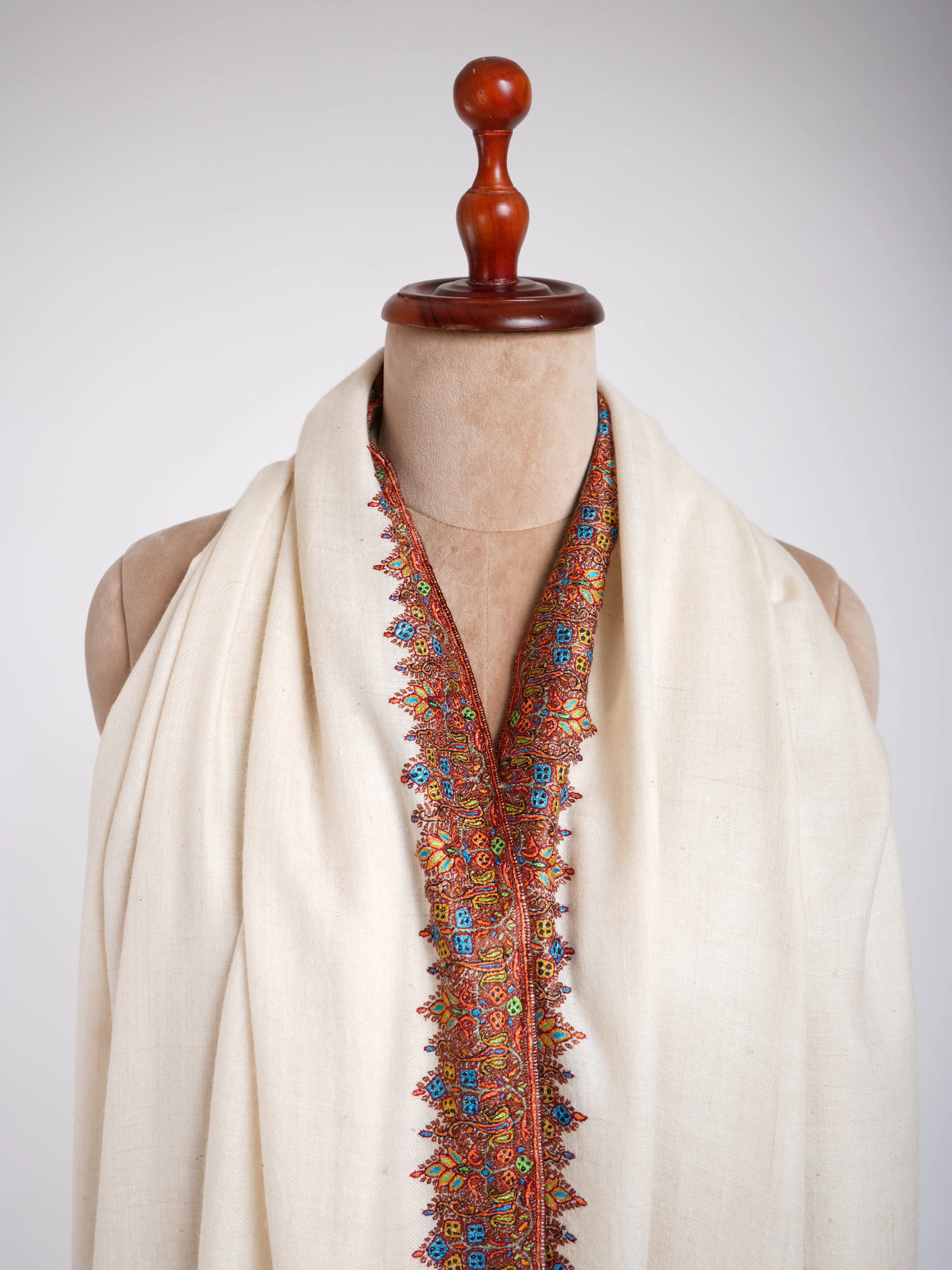 Natural White Waves Royal Pashmina