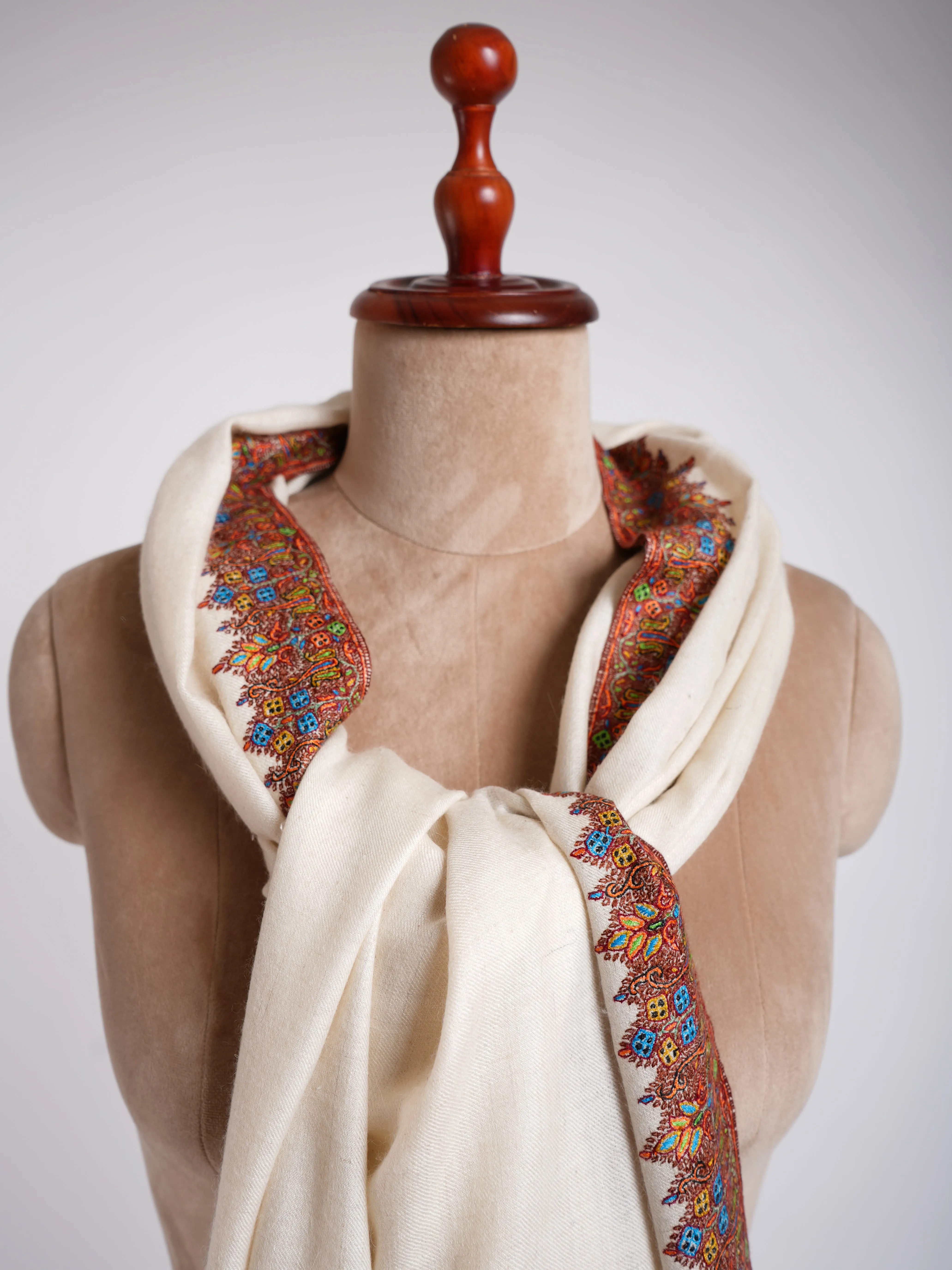 Natural White Waves Royal Pashmina