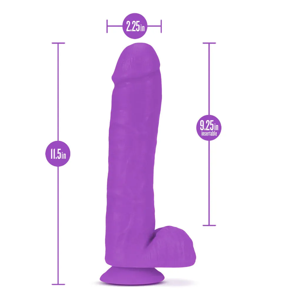 Neo Elite Silicone Dual Density Dildo with Balls 11in - Purple