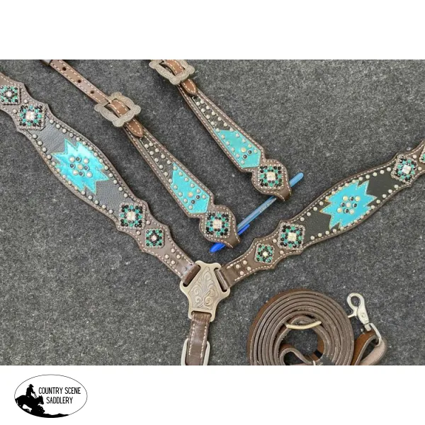 NEW! Showman®  One Ear headstall and breast collar set with bling