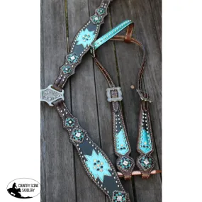 NEW! Showman®  One Ear headstall and breast collar set with bling