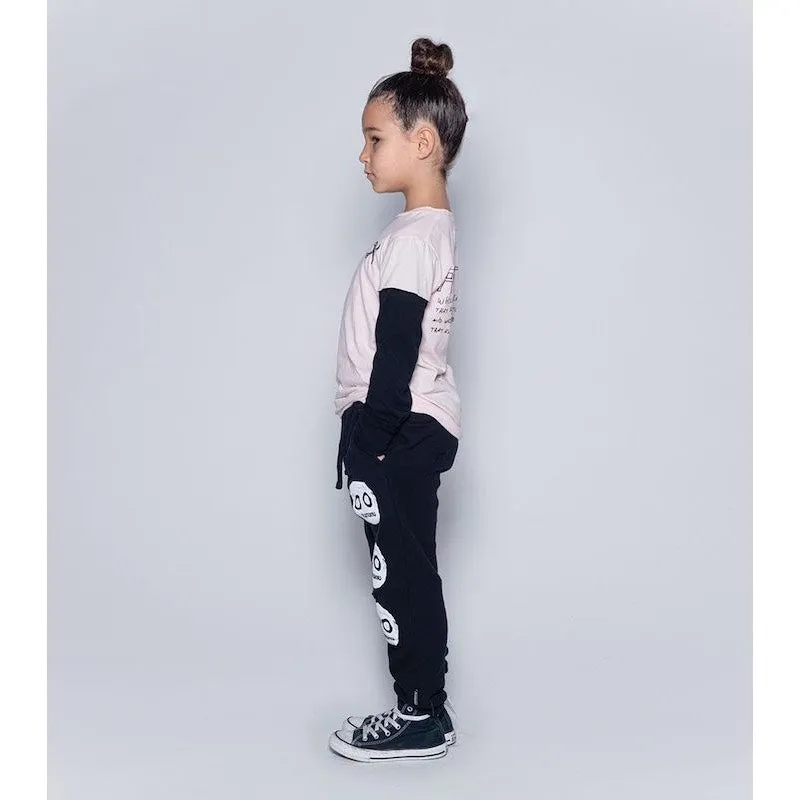 NUNUNU Trio Smile Deconstructed Sweatpants Black