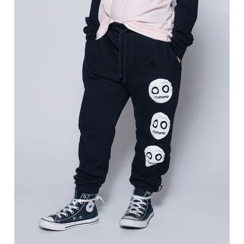 NUNUNU Trio Smile Deconstructed Sweatpants Black