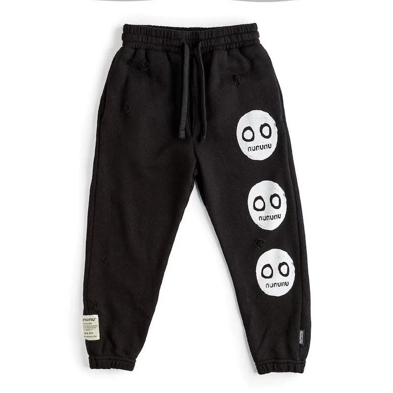 NUNUNU Trio Smile Deconstructed Sweatpants Black